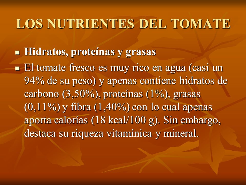Los nutrientes del tomate